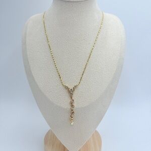 ICING Elegant Gold Tone Necklace with Crystal Rhinestones Accents